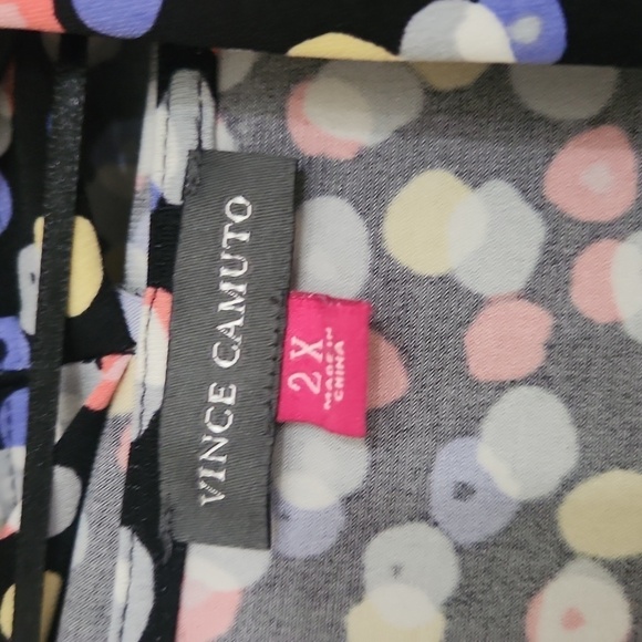 Colorful Polka Dot Faux Wrap Blouse Retro Career Elegant 2X Date Night Feminine - Picture 7 of 9